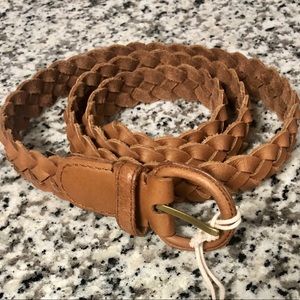 NWT Lucky Branded braided brown leather belt M/L